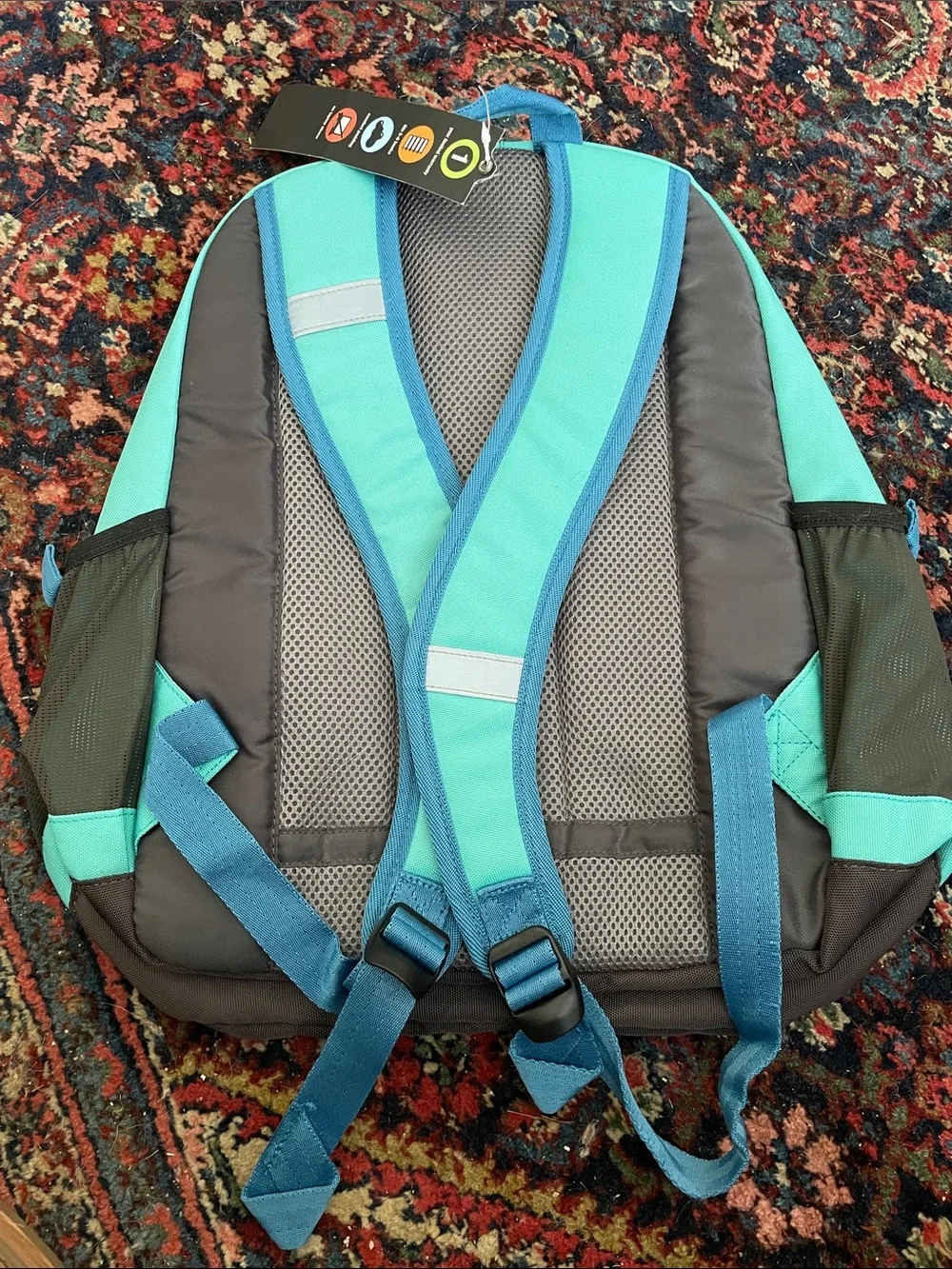 NWT Embark Turquoise Backpack/ Bookbag with Gray Accents